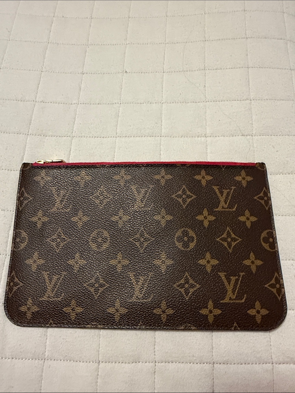 Louis Vuitton Monogram Canvas Pouch with Red Trim